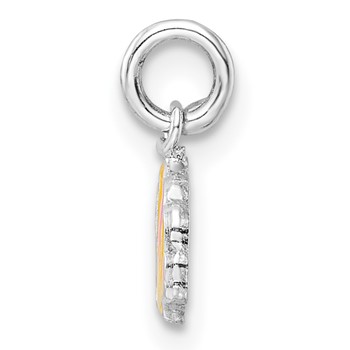 Sterling Silver Rhodium-plated Polished Pink and Orange Enameled Shell Children's Pendant — alternate view