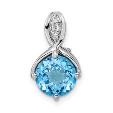 Image of Sterling Silver Rhodium-plated Circle Swiss Blue Topaz/White Topaz Pendant