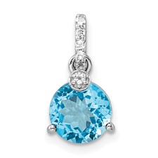 Image of Sterling Silver Rhodium-plated Circle Swiss Blue Topaz/White Topaz Pendant