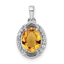 Image of Sterling Silver RH-plated Oval 1.86t.w. Citrine/White Topaz Pendant