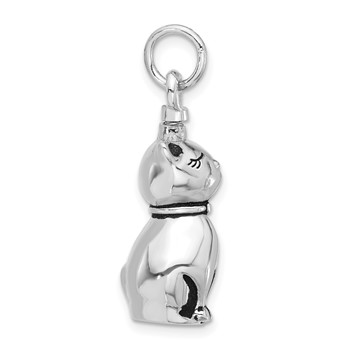 Sterling Silver Rhodium-plated Enamel Cat Ash Holder Pendant — alternate view