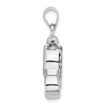 Sterling Silver Rhodium-plated Enamel Heart with Paw Prints Pendant — alternate view