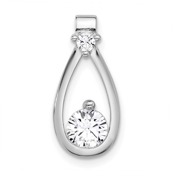 Sterling Silver Rhodium-plated with CZ Teardrop Shape Chain Slide