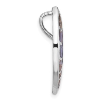 Sterling Silver Rhodium-Plated Polished Oval Abalone Chain Slide Pendant — alternate view
