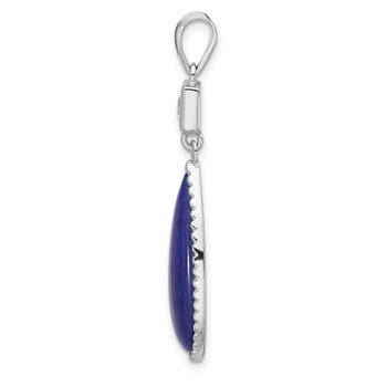 Sterling Silver Rhodium-plated Lapis Lazuli and CZ Pendant — alternate view