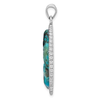 Sterling Silver Rhodium-plated Reconstituted Turquoise Flower Pendant — alternate view
