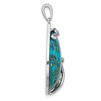 Sterling Silver Rhodium-plated Reconstituted Turquoise Teardrop Pendant — alternate view