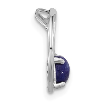 Sterling Silver Rhodium-plated Lapis Lazuli Round Chain Slide Pendant — alternate view