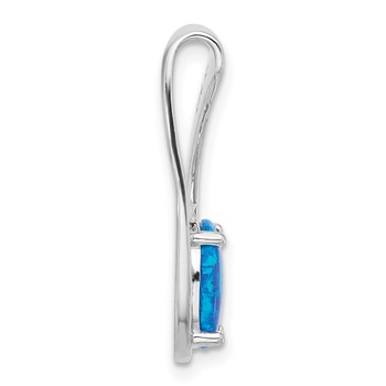 Sterling Silver Rhodium-plated Blue Created Opal Slide Pendant — alternate view