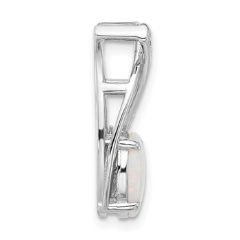 Sterling Silver Rh-plated CZ and White Created Opal Chain Slide Pendant — alternate view