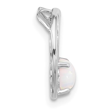 Sterling Silver Rhodium-plated Created Opal Chain Slide Pendant — alternate view