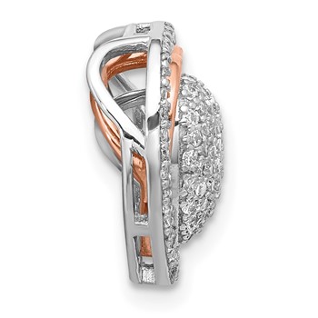 Sterling Silver Rh-plated and Rose-tone CZ 3-piece Interchangeable Heart — alternate view