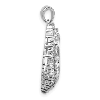 Sterling Silver Rhodium-plated CZ Heart Pendant — alternate view