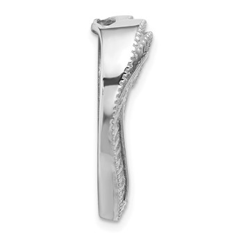 Sterling Silver Rhodium-plated CZ Heart Chain Slide Pendant — alternate view