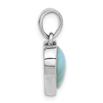 Sterling Silver Rhodium-plated Larimar Heart Pendant — alternate view