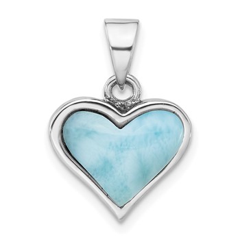 Sterling Silver Rhodium-plated Larimar Heart Pendant