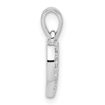 Sterling Silver Rhodium-plated Polished and CZ Pave Heart Pendant — alternate view