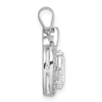 Sterling Silver Rhodium-plated CZ Apple Pendant — alternate view