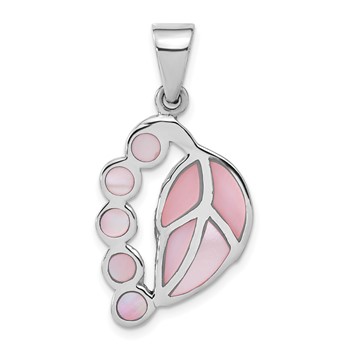 Sterling Silver Pink Shell Leaf Pendant