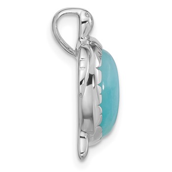Sterling Silver Rhodium-plated Polished Amazonite Turtle Chain Slide — alternate view