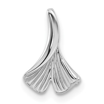 Sterling Silver Rhodium-plated Floral Leaf Chain Slide