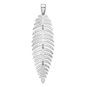 Sterling Silver Rhodium Plated Polished Moveable Leaf Pendant
