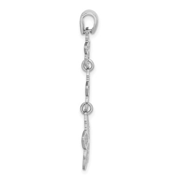 Sterling Silver Rhodium Polished Plated Beaded Flower Pendant — alternate view