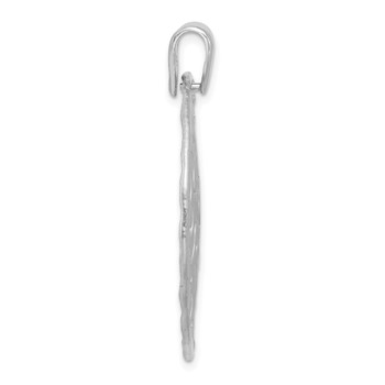 Sterling Silver Rhodium Plated Polished and Brushed Pendant — alternate view