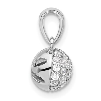 Sterling Silver Rhodium-plated Micro Pavé CZ Ball Pendant — alternate view