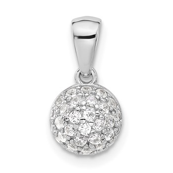 Sterling Silver Rhodium-plated Micro Pavé CZ Ball Pendant