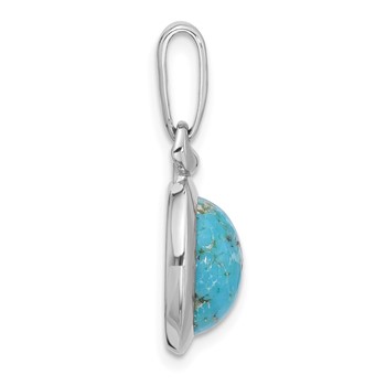 Sterling Silver Rhodium-plated Turquoise Oval Pendant — alternate view