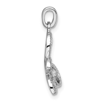 Sterling Silver Rhodium-plated CZ Butterfly Pendant — alternate view