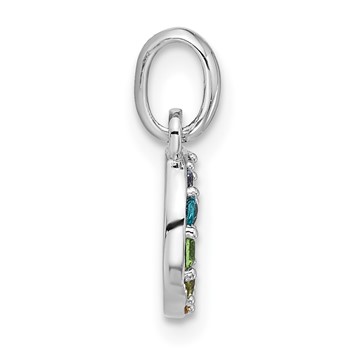 Sterling Silver Rhodium-plated Rainbow Crystal Moon Children's Pendant — alternate view