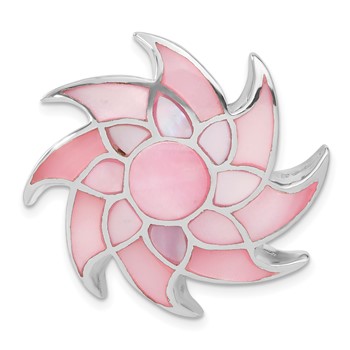 Sterling Silver Pink Shell Sun Design Slide