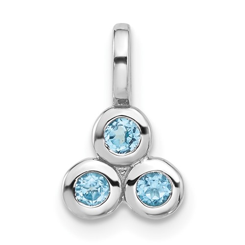 Sterling Silver Rhodium-plated Light Swiss Blue Topaz Petite Pendant