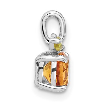 Sterling Silver Rhodium-plated Citrine and Peridot Orange Pendant — alternate view