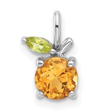 Image of Sterling Silver Rhodium-plated Citrine and Peridot Orange Pendant