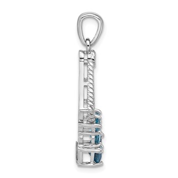 Sterling Silver Rhodium-plated London and Light Swiss Blue Topaz Pendant — alternate view