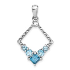 Image of Sterling Silver Rhodium-plated London and Light Swiss Blue Topaz Pendant
