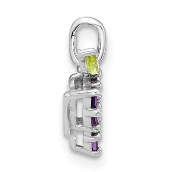 Sterling Silver Rhodium-plated Amethyst and Peridot Grapes Pendant — alternate view