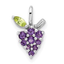 Image of Sterling Silver Rhodium-plated Amethyst and Peridot Grapes Pendant