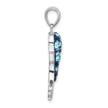 Sterling Silver Rhodium-plated Polished Crystal Dolphin Pendant — alternate view