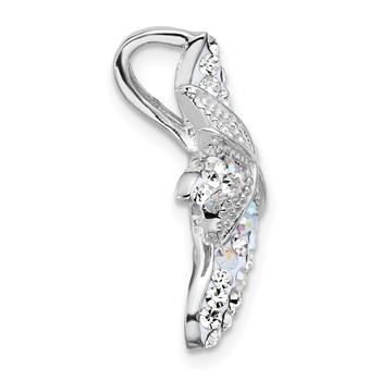 Sterling Silver Rhodium-plated Polished White Crystal Starfish Pendant Chain Slide — alternate view