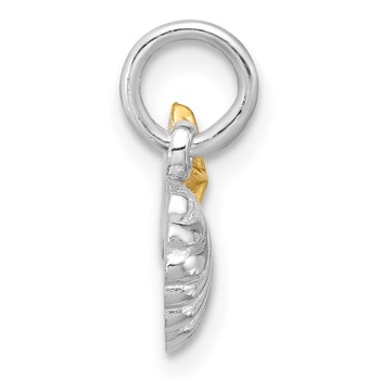 Sterling Silver Rhodium-plated Gold-tone Polished Starfish & Shell Pendant — alternate view