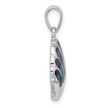 Sterling Silver Rhodium-plated Polished Abalone Shell Pendant — alternate view