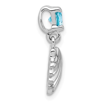 Sterling Silver Rhodium-plated Polished Blue CZ  Shell Chain Slide Pendant — alternate view