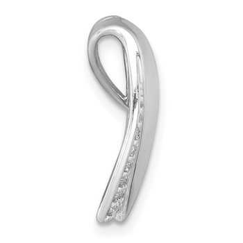 Sterling Silver Rhodium-plated Polished Fancy CZ Chain Slide Pendant — alternate view