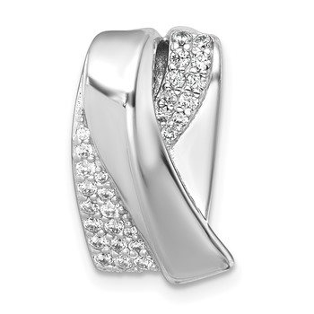 Sterling Silver Rhodium-plated Polished Fancy CZ Chain Slide Pendant
