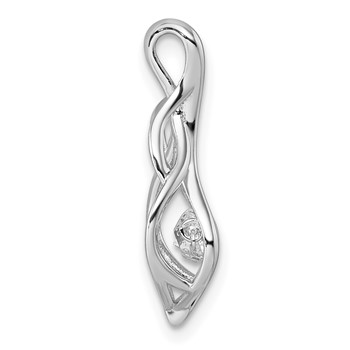 Sterling Silver Rhodium-plated Dangle Vibrant Moving CZ Open Teardrop Swirl Pendant — alternate view