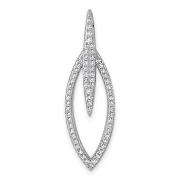 Sterling Silver Rhodium-plated CZ Oval Drop Pendant